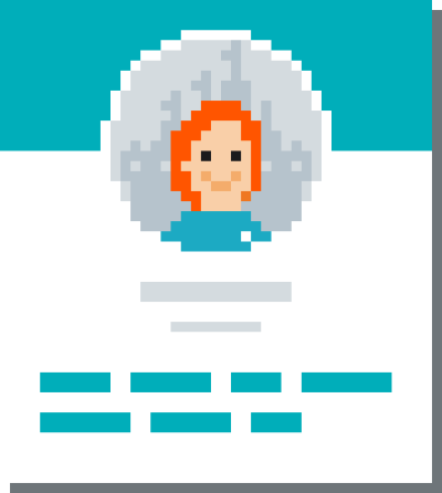 Original pixel art illustration of a portion of a profile page